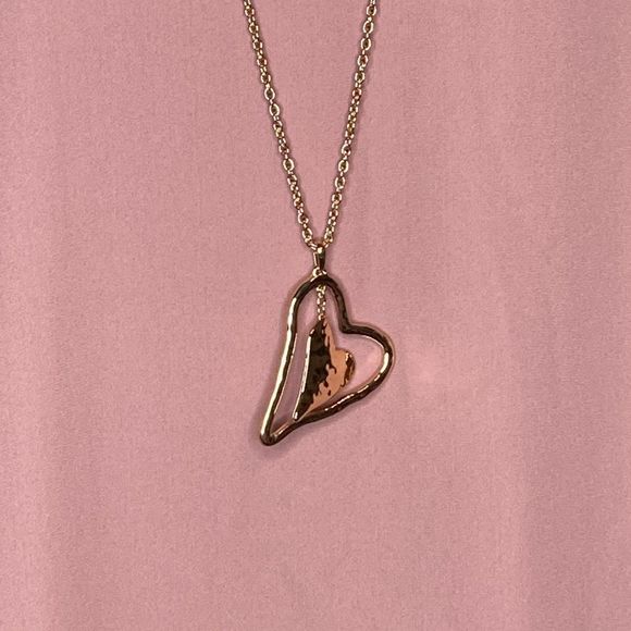 Robert Lee Morris Necklace Soho CollectionGold Long Chain Heart Pendant Necklace - Picture 6 of 14